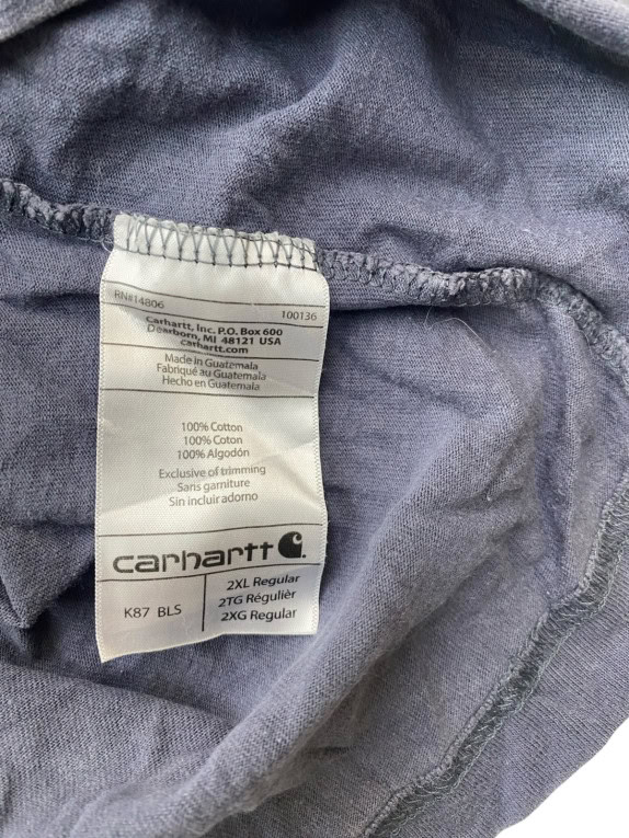 CARHARTT T SHIRT WASHED BLU GRIGIO UOMO PRE OWNED XXL