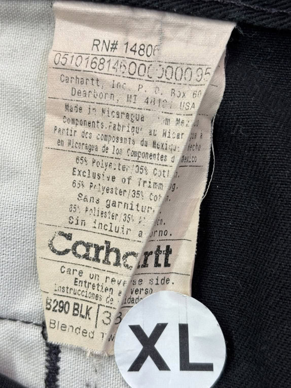 CARHARTT WORK PANTS WORKWEAR BLACK MENS PRE OWNED XL