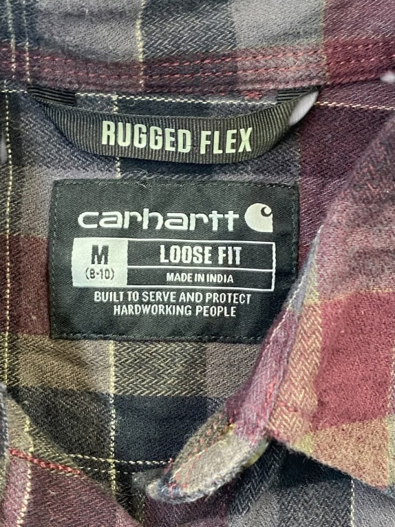 CARHARTT CAMICIA FLANELLA CHECK BORDEAUX UOMO PRE OWNED M