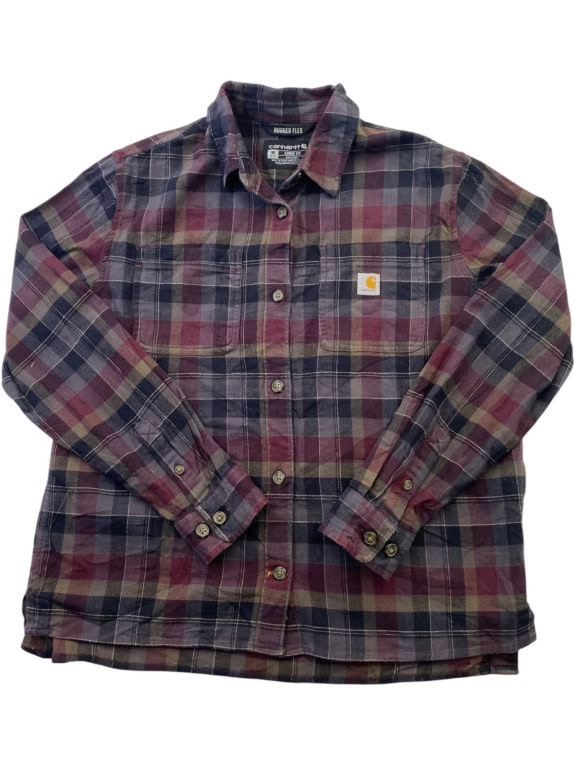 CARHARTT CAMICIA FLANELLA CHECK BORDEAUX UOMO PRE OWNED M