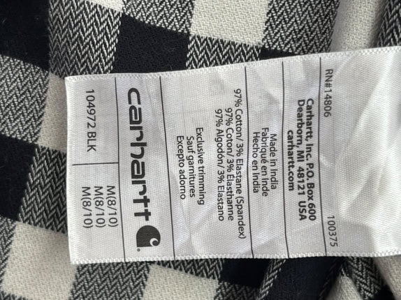 CARHARTT SHIRT WORKWEAR BLACK WHITE MENS PRE OWNED M