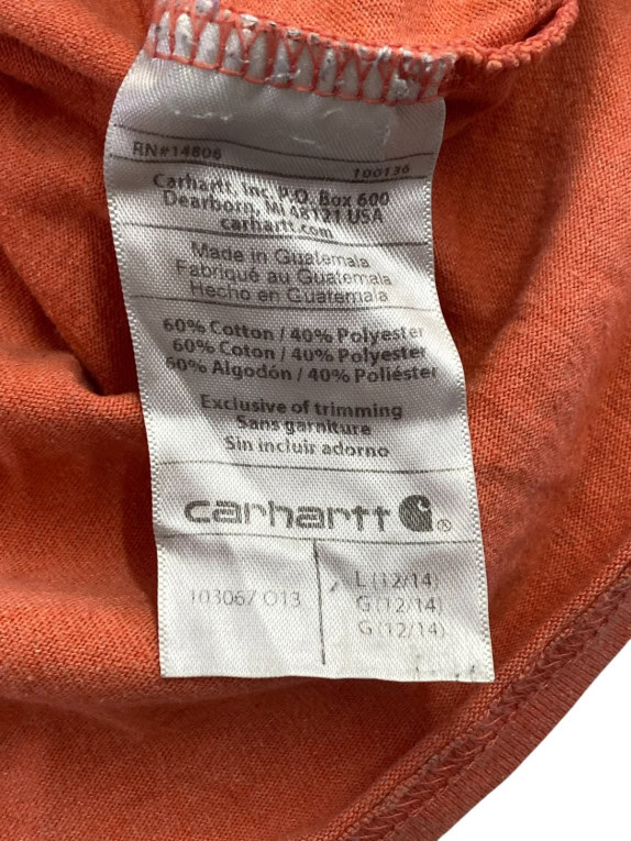CARHARTT T SHIRT CON TASCA WORKWEAR ARANCIO RUGGINE UOMO PRE OWNED L