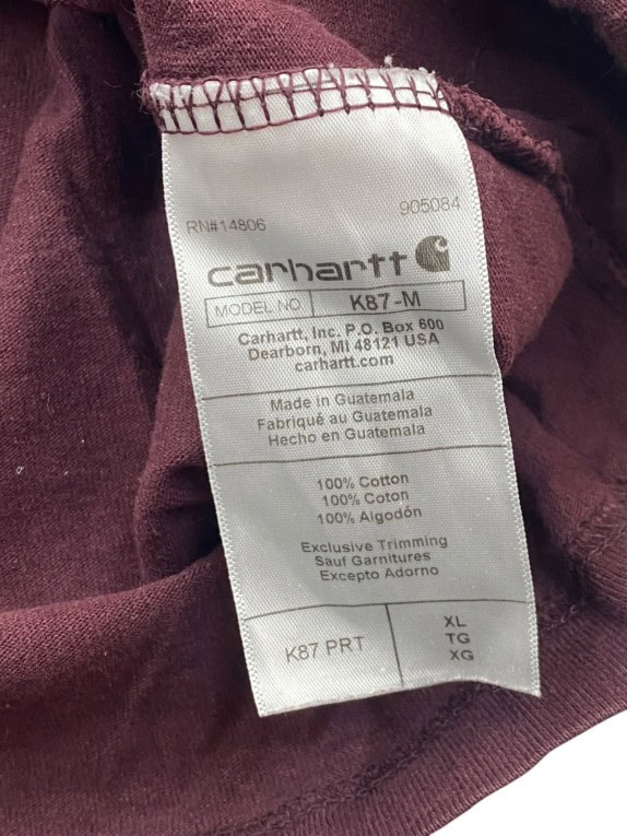 CARHARTT T SHIRT ΜΕ ΤΣΕΠΗ WORKWEAR ΜΠΟΡΝΤΟ ΑΝΤΡΙΚΟ PRE OWNED XL