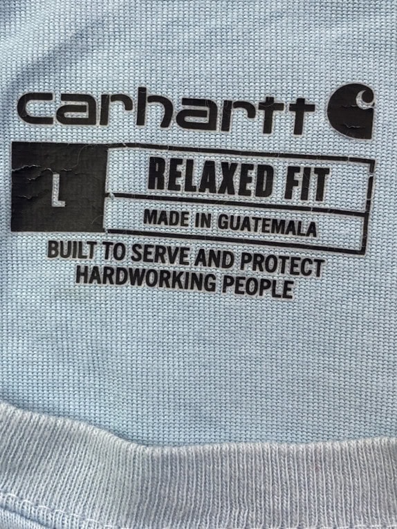 CARHARTT T SHIRT SPELL OUT LIGHT BLUE MEN PRE OWNED L