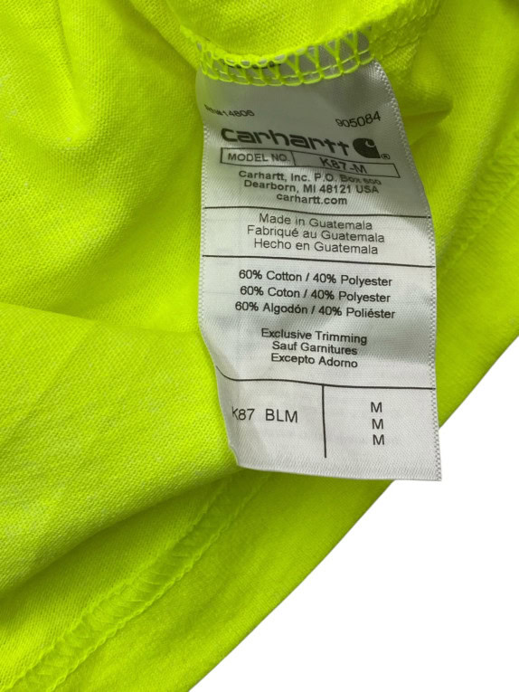 CARHARTT T SHIRT WORKWEAR NEON YELLOW MENS PRE OWNED M