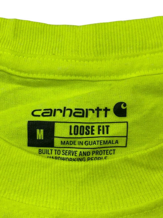 CARHARTT T SHIRT WORKWEAR NEON YELLOW MENS PRE OWNED M