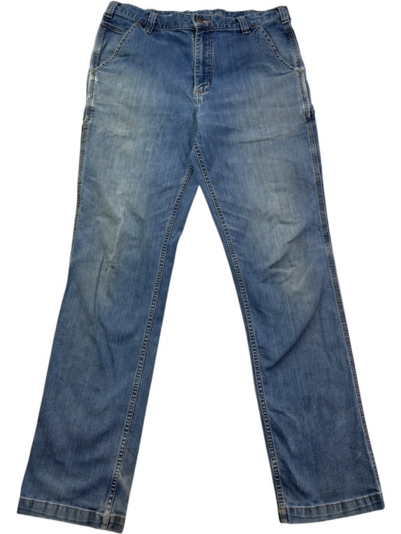 CARHARTT JEANS WORKWEAR WASHED BLUE MENS PRE OWNED XL