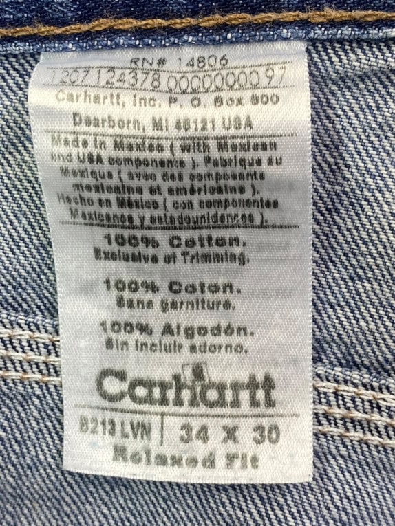 CARHARTT JEANS WORKWEAR WASHED BLUE MEN PRE OWNED M