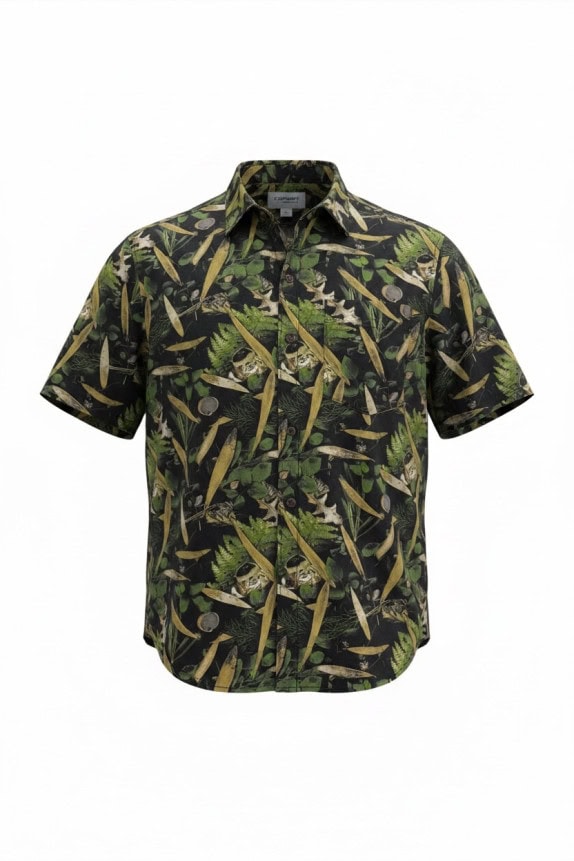 CARHARTT WIP ΠΟΥΚΑΜΙΣΟ BOTANICAL PRINT ΜΑΥΡΟ ΑΝΤΡΙΚΟ PRE OWNED XL