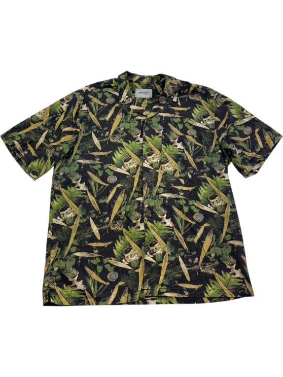 CARHARTT WIP ΠΟΥΚΑΜΙΣΟ BOTANICAL PRINT ΜΑΥΡΟ ΑΝΤΡΙΚΟ PRE OWNED XL