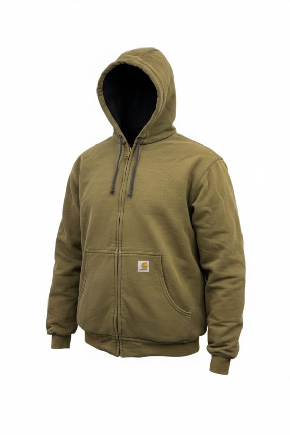 CARHARTT ZIP HOODIE WORKWEAR OLIVE UOMO PRE OWNED L