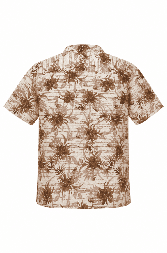 CARIBBEAN HAWAIIAN SHIRT FLORAL BEIGE BROWN MENS PRE OWNED XL