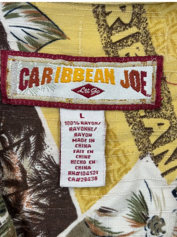 CARIBBEAN JOE ΠΟΥΚΑΜΙΣΟ ΑΝΘΟΜΟΤΙΒΟ VINTAGE ΚΙΤΡΙΝΟ ΑΝΔΡΙΚΟ PRE OWNED L