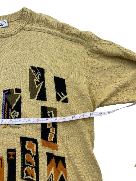 CARLO COLUCCI 80s MAGLIONE VINTAGE RETRO BEIGE UNISEX PRE OWNED XL