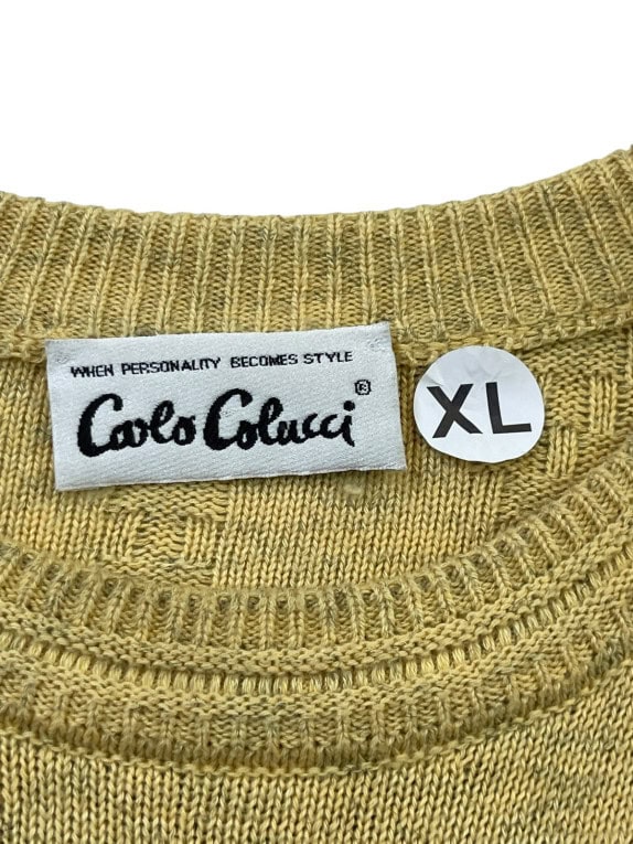 CARLO COLUCCI 80s MAGLIONE VINTAGE RETRO BEIGE UNISEX PRE OWNED XL