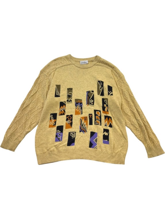 CARLO COLUCCI 80s MAGLIONE VINTAGE RETRO BEIGE UNISEX PRE OWNED XL