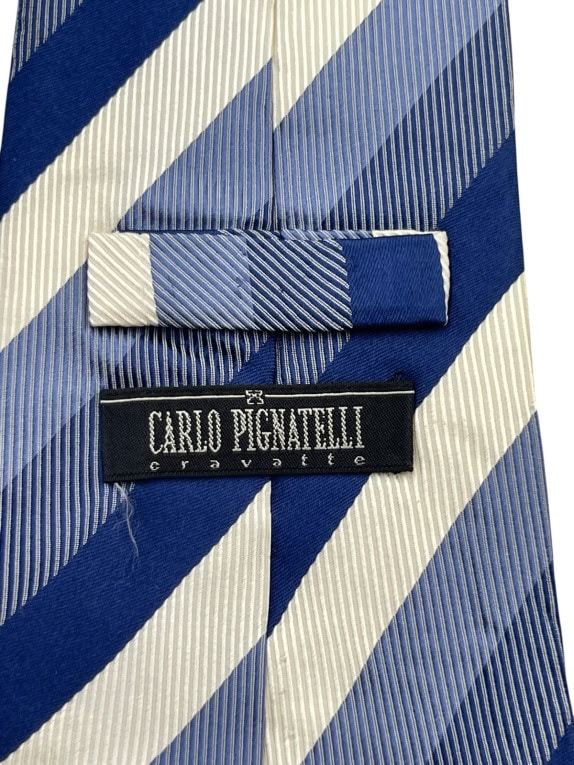 CARLO PIGNATELLI ΓΡΑΒΑΤΑ ΚΛΑΣΙΚΗ ΡΙΓΕ ΜΠΛΕ ΛΕΥΚΟ ΑΝΤΡΙΚΟ PRE OWNED