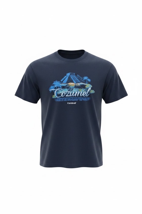 CARNIVAL T-SHIRT anni 2000 COZUMEL MESSICO LOGO BLU UNISEX XL