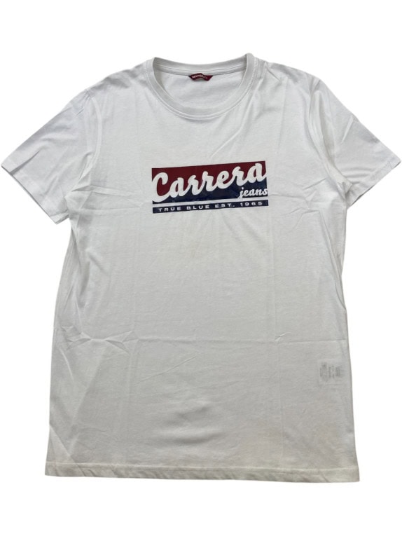 CARRERA GRAPHIC TEE STREETWEAR OFF WHITE MENS PRE OWNED L