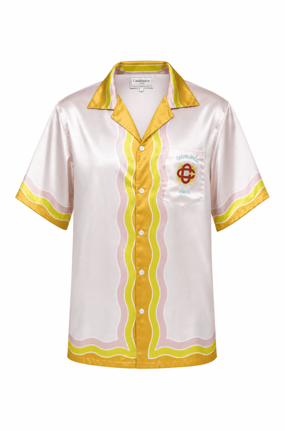 CASABLANCA SET RETRO SHIRT SHORTS PINK MEN PRE OWNED XL