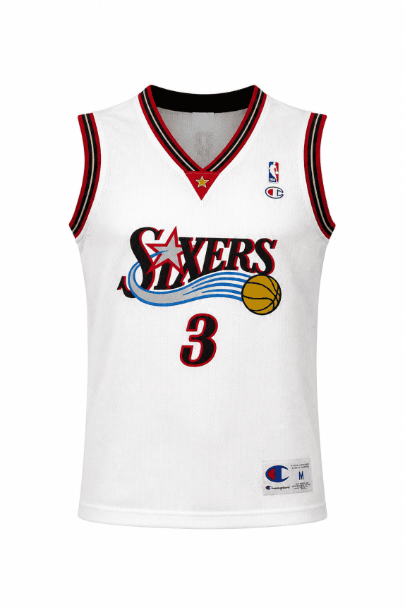 CHAMPION SLEEVELESS BASKETBALL JERSEY GRAPHIC WHITE MEN PRE OWNED M