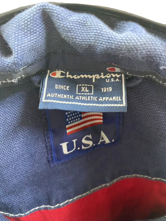 CHAMPION Giacca da uomo vintage con logo blu XL
