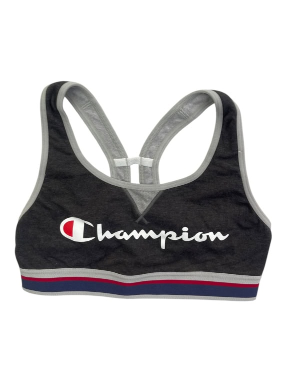 CHAMPION SPORTS BRA RACERBACK LOGO GREY/BLACK WOMEN'S S