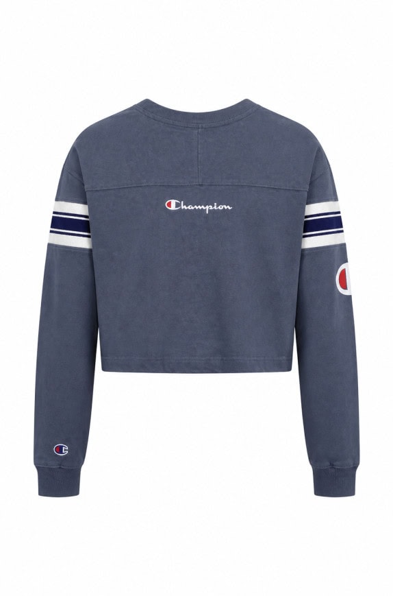 CHAMPION CROPPED SWEATSHIRT SPORTY NAVY WOMEN PRE OWNED M