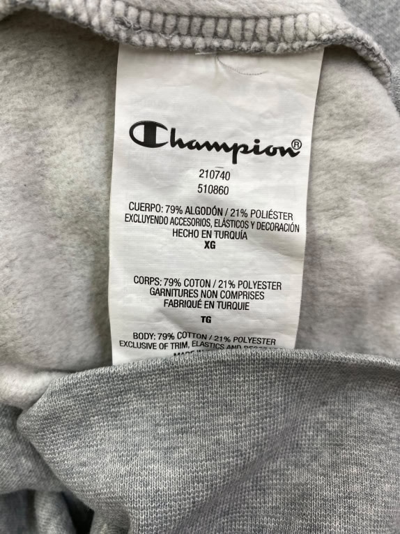 CHAMPION SWEATSHIRT CASUAL LOGO GREY MENS XL