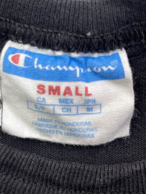 CHAMPION GRAFFIC TEE MINIMAL BLACK UNISEX PRE OWNED S