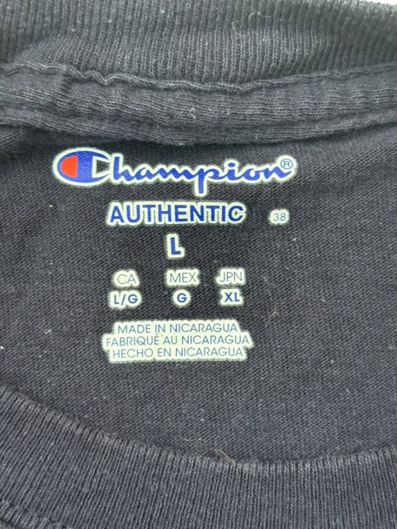 CHAMPION GRAPHIC T SHIRT COLLEGIATE NAVY ΑΝΤΡΙΚΟ PRE OWNED L