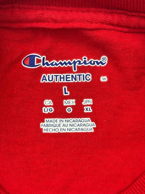 CHAMPION GRAPHIC TEE COLLEGIATE RED MEN PRE OWNED L