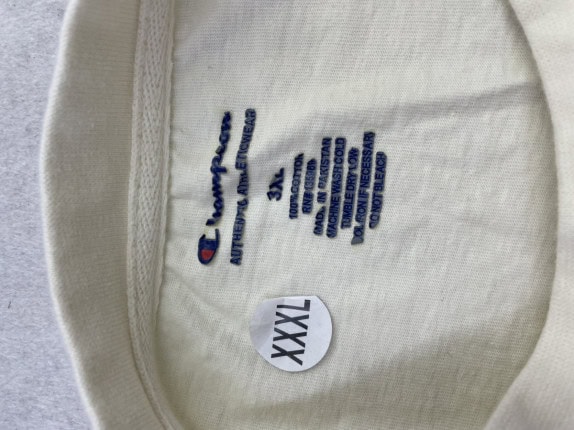 CHAMPION GRAPHIC TEE MINIMAL CREAM UNISEX PRE OWNED 3XL