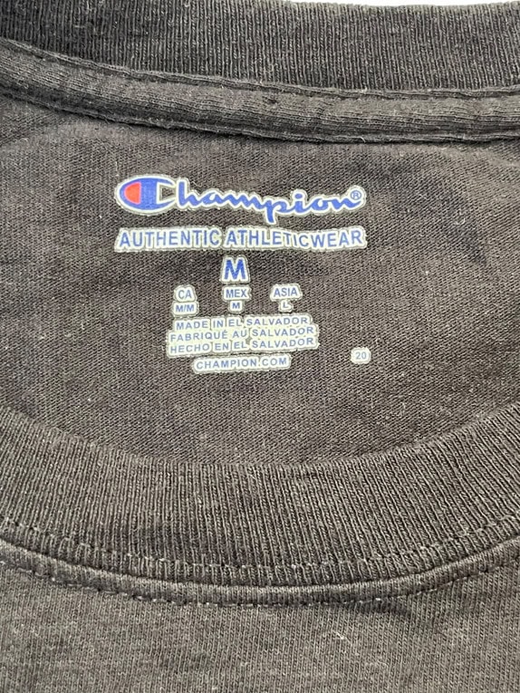 CHAMPION GRAPHIC TEE STREETWEAR BLACK MENS PRE OWNED M