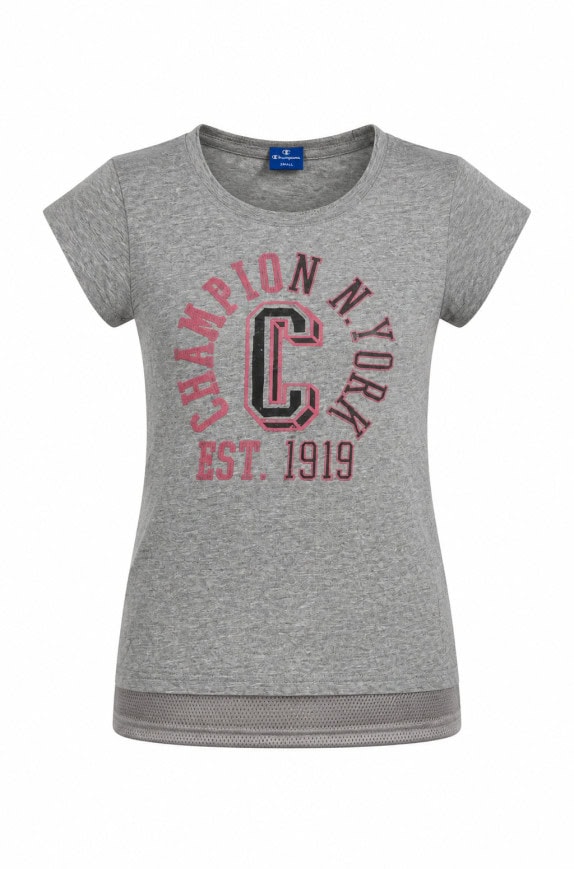 CHAMPION WOMENS T SHIRT GRAPHIC GREY PRE OWNED SMALL