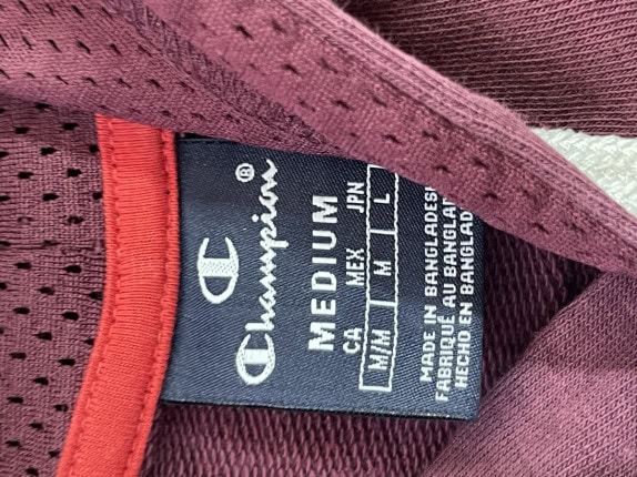 CHAMPION HOODIE LOGO BURGUNDY MEN PRE OWNED M