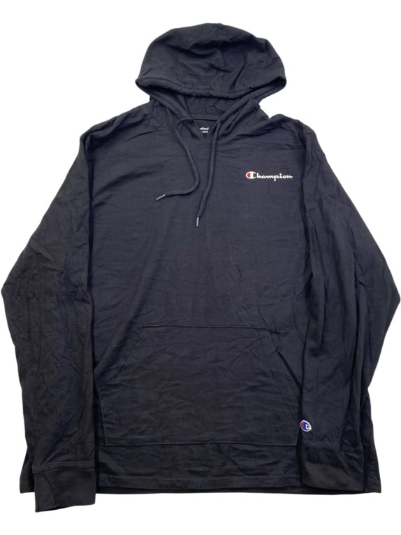 CHAMPION LOGO HOODIE BLACK UNISEX XL