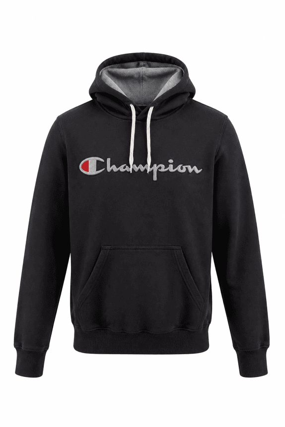 CHAMPION FELPA CON CAPPUCCIO STREETWEAR NERO UOMO PRE OWNED S