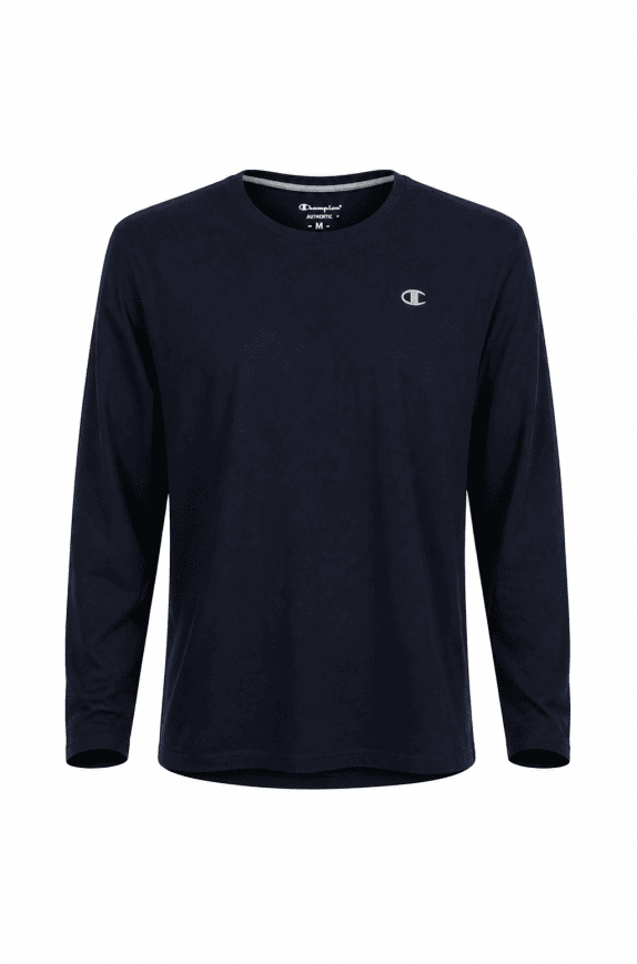 CHAMPION LONGSLEEVE T SHIRT MINIMAL NAVY UOMO PRE OWNED L