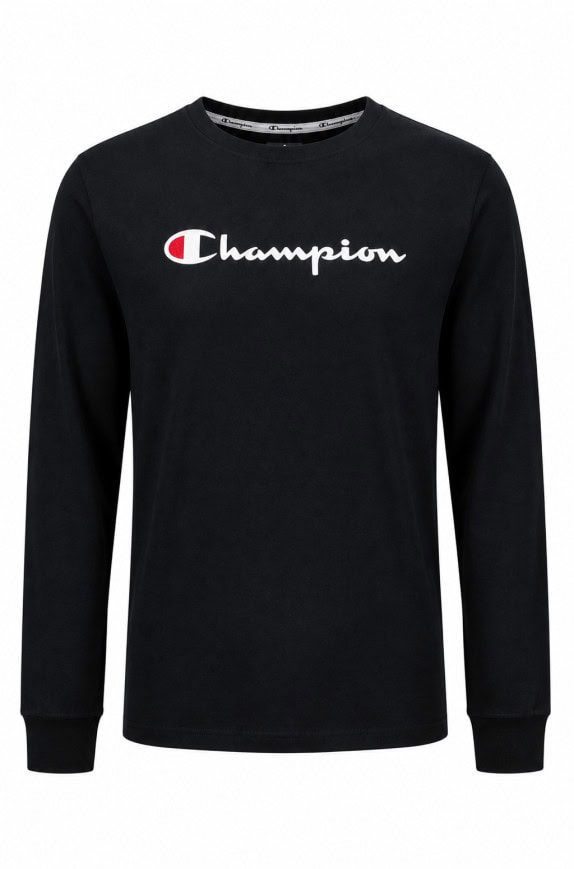 CHAMPION LONGSLEEVE TEE MINIMAL BLACK MEN PRE OWNED S