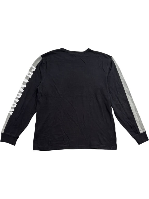 CHAMPION Long Sleeve Shirt 90s Spellout Logo Black UNISEX Size L