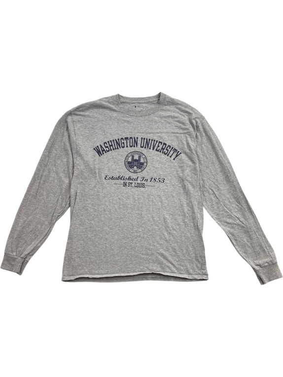 CHAMPION Μακρυμάνικη Μπλούζα COLLEGE VINTAGE STYLE Λογότυπο Washington University Γκρι UNISEX Large pre-owned