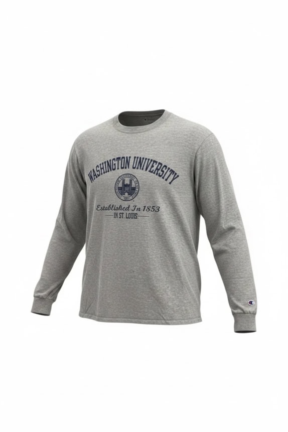 CHAMPION Μακρυμάνικη Μπλούζα COLLEGE VINTAGE STYLE Λογότυπο Washington University Γκρι UNISEX Large pre-owned