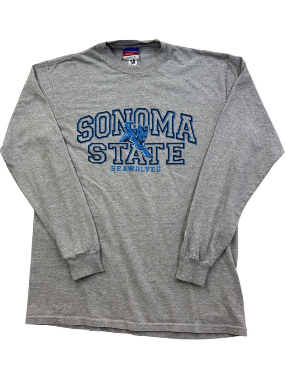 CHAMPION LONG SLEEVE TEE COLLEGIATE GREY MENS PRE OWNED M