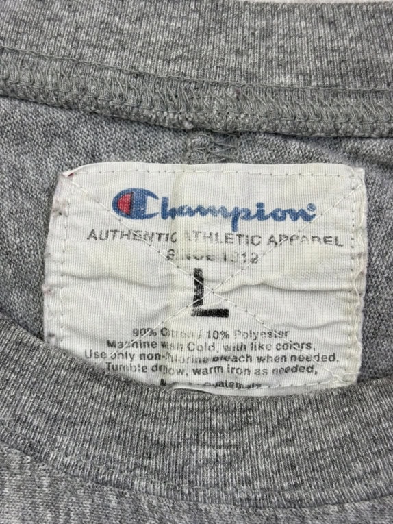 CHAMPION ΜΑΚΡΥΜΑΝΙΚΗ ΜΠΛΟΥΖΑ VINTAGE COLLEGIATE ΓΚΡΙ ΑΝΤΡΙΚΟ PRE OWNED L