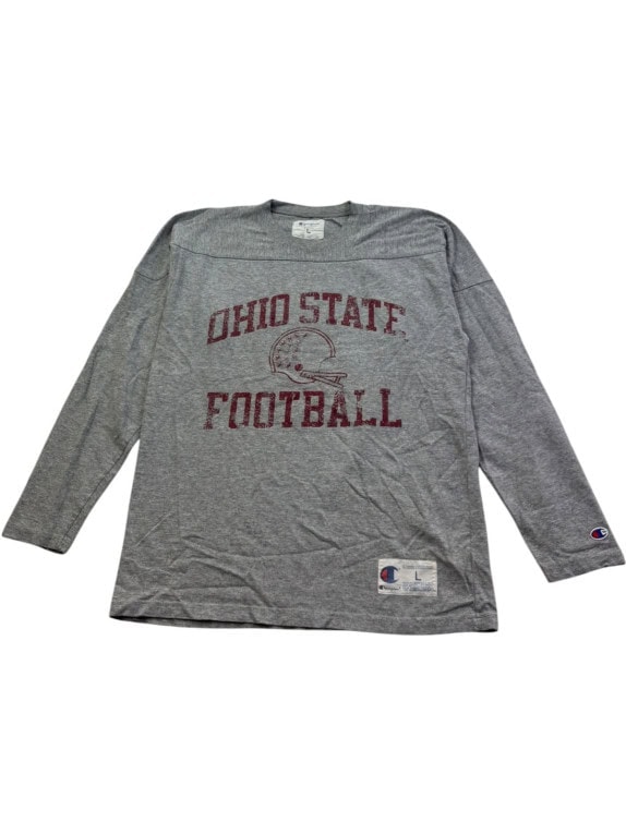 CHAMPION ΜΑΚΡΥΜΑΝΙΚΗ ΜΠΛΟΥΖΑ VINTAGE COLLEGIATE ΓΚΡΙ ΑΝΤΡΙΚΟ PRE OWNED L