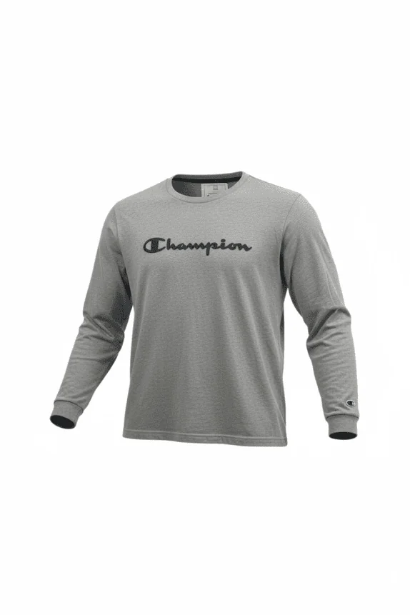Champion Maglia a maniche lunghe casual con logo grigia da uomo L