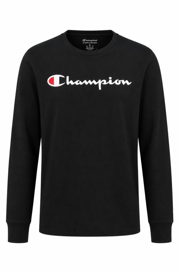 CHAMPION MAGLIA A MANICA LUNGA LOGO NERO UOMO PRE OWNED S