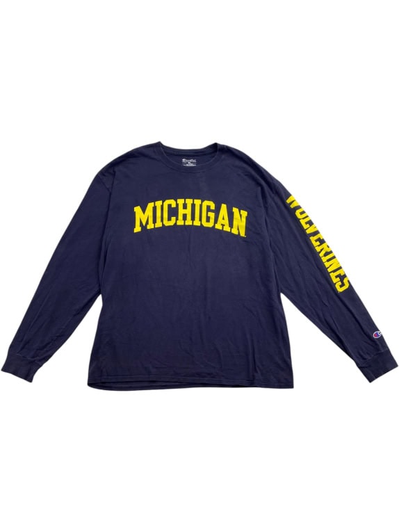 CHAMPION ΜΠΛΟΥΖΑ ΜΑΚΡΥΜΑΝΙΚΗ MICHIGAN WOLVERINES SPELLOUT ΜΠΛΕ UNISEX XL