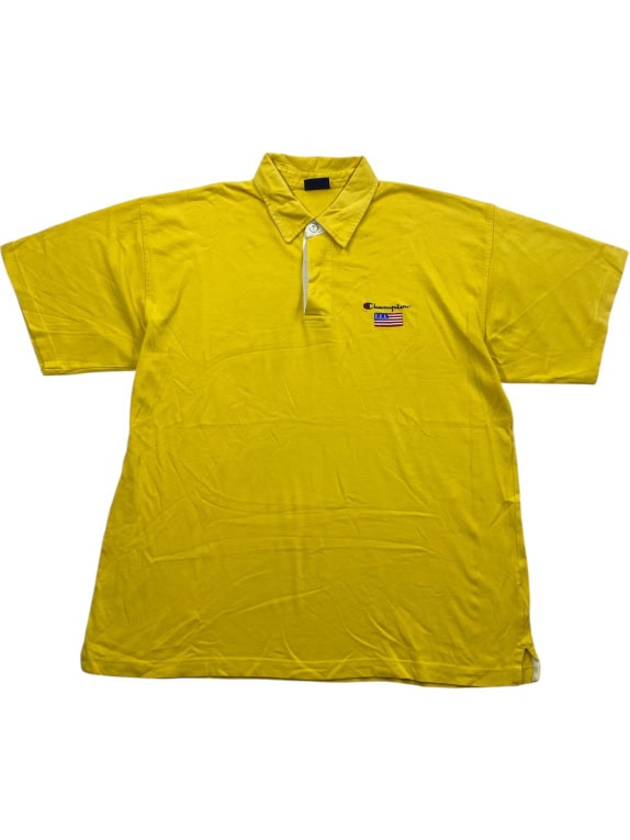 CHAMPION polo vintage logo USA giallo da uomo XL